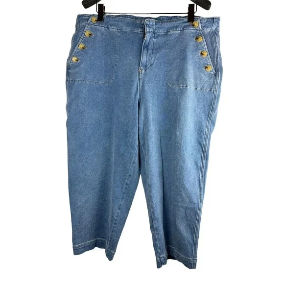 Talbots Sailor Jeans Light Mystic Wash Crop Denim Trouser Women's Plus Size 22W - Picture 2 of 8
